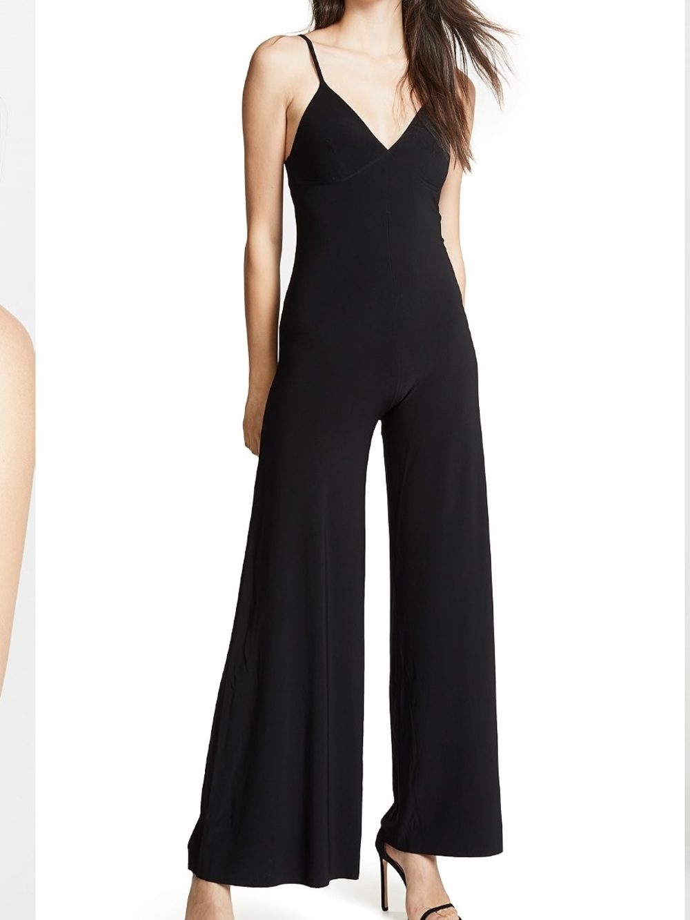 Norma Kamali Black Wide-Leg Spaghetti-Strap Jumpsuit